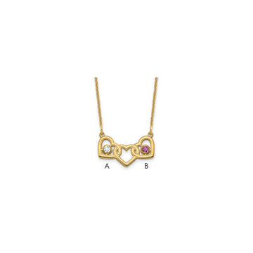 Birthstones With 3 Hearts Necklace