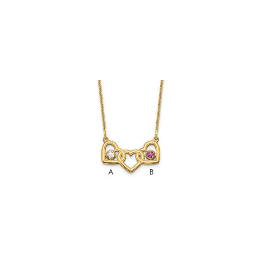 Birthstones With 3 Hearts Necklace