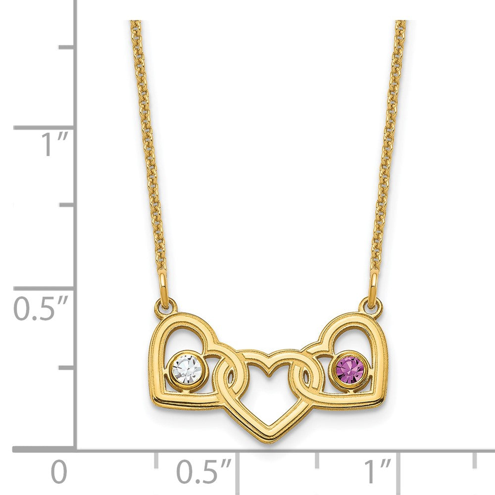 Birthstones With 3 Hearts Necklace