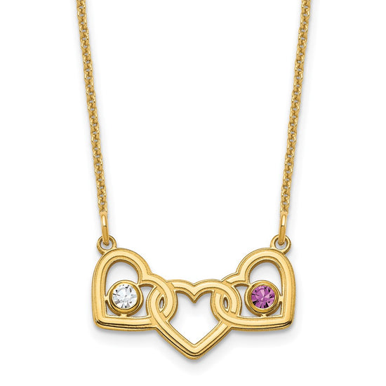 Birthstones With 3 Hearts Necklace