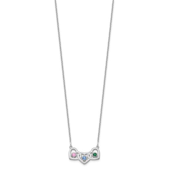 Birthstones With 3 Hearts Necklace