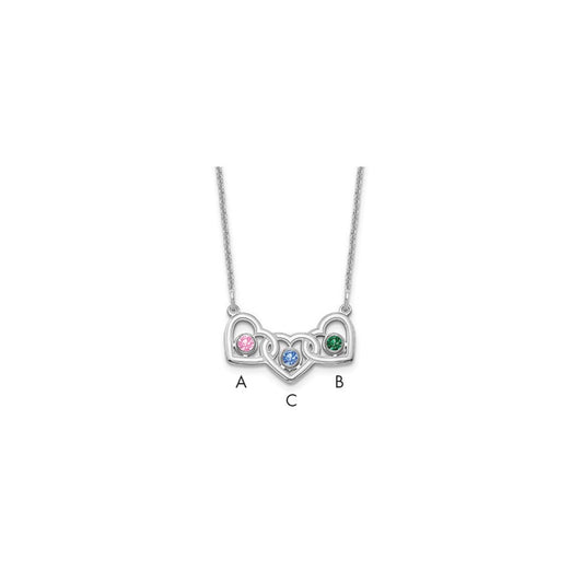 Birthstones With 3 Hearts Necklace