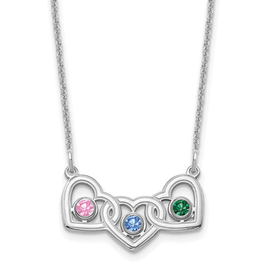 Birthstones With 3 Hearts Necklace