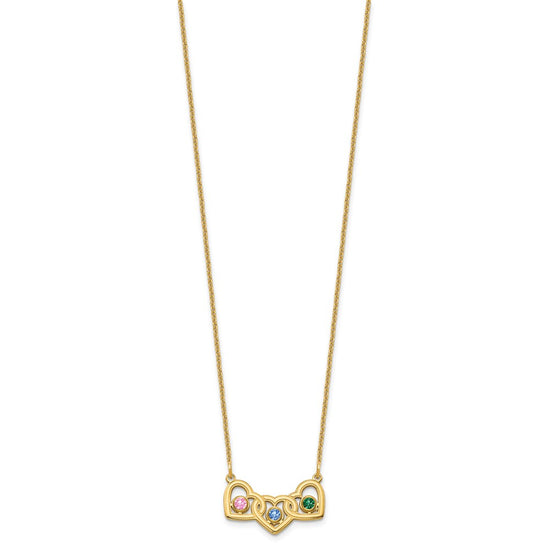 Birthstones With 3 Hearts Necklace