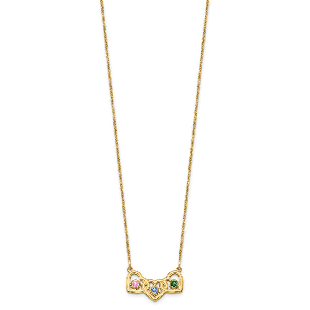 Birthstones With 3 Hearts Necklace