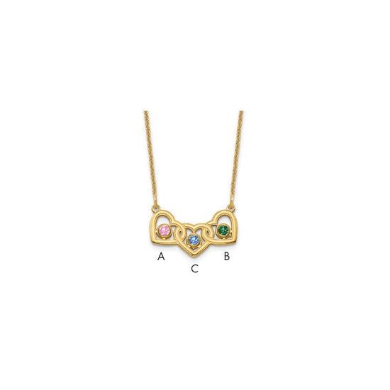 Birthstones With 3 Hearts Necklace