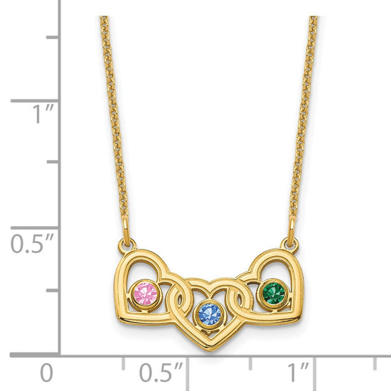 Birthstones With 3 Hearts Necklace