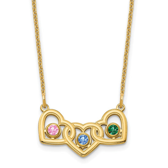 Birthstones With 3 Hearts Necklace