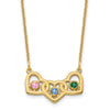 Birthstones With 3 Hearts Necklace