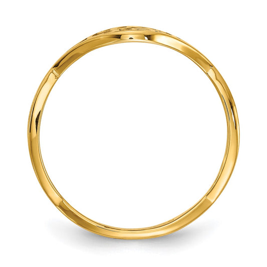 14k Yellow Gold Twisted Band with Epoxy Monogram Ring
