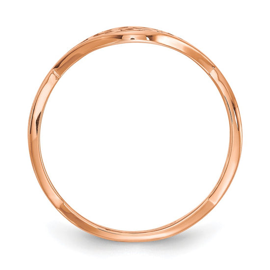 14k Rose Gold Twisted Band with Epoxy Monogram Ring