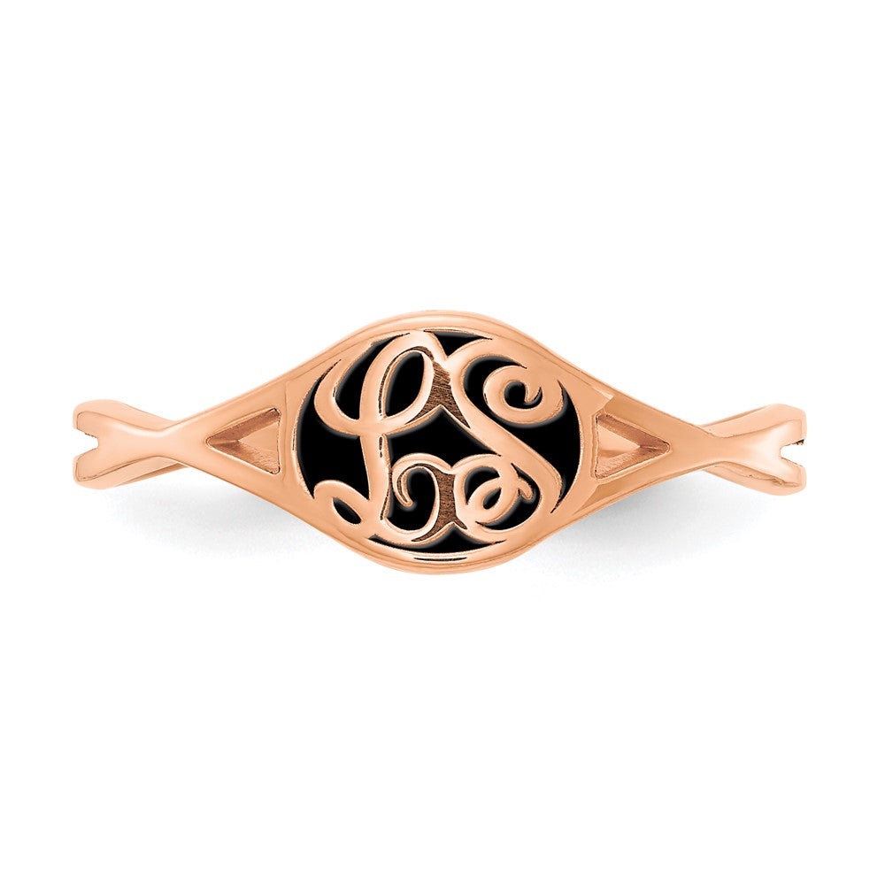 14k Rose Gold Twisted Band with Epoxy Monogram Ring