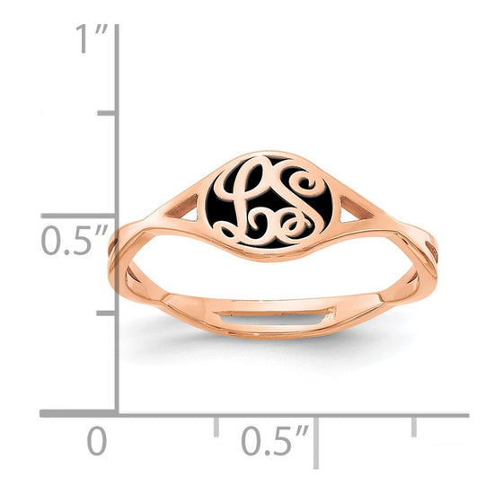 14k Rose Gold Twisted Band with Epoxy Monogram Ring