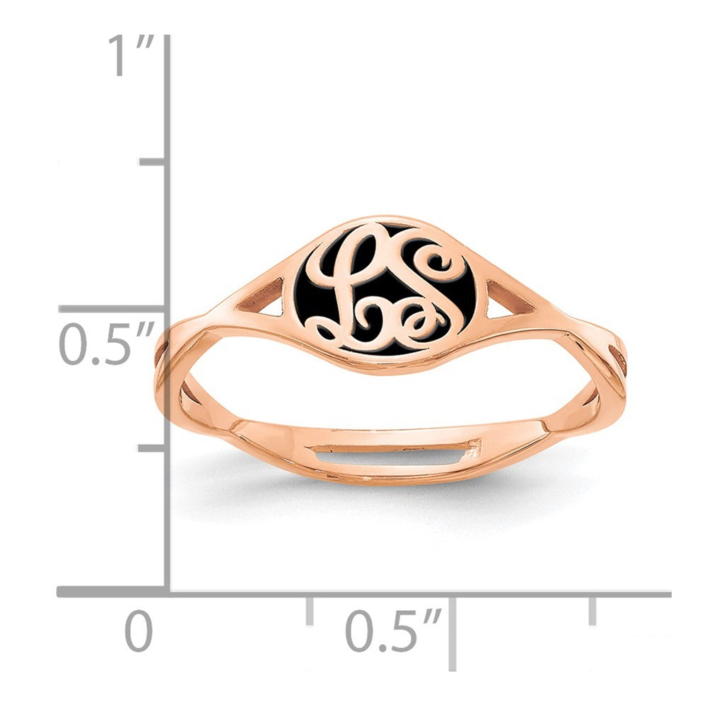14k Rose Gold Twisted Band with Epoxy Monogram Ring