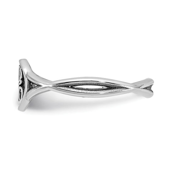 10k White Gold Twisted Band with Epoxy Monogram Ring