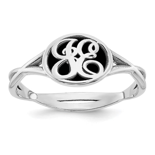 14k White Gold Twisted Band with Epoxy Monogram Ring