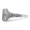 14k White Gold Filigree w/Epoxy and Birthstone Monogram Ring