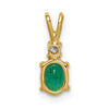 14k 6x4mm Oval Emerald and AAA Diamond Pendant