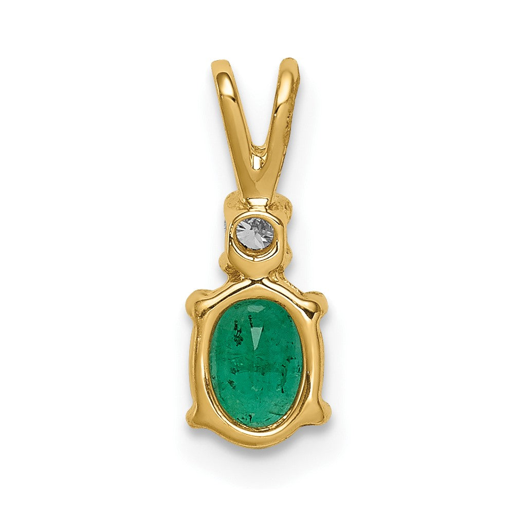 14k 6x4mm Oval Emerald and A Diamond Pendant