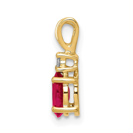 14k 6x4mm Oval Ruby and VS Diamond Pendant