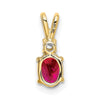 14k 6x4mm Oval Ruby and VS Diamond Pendant