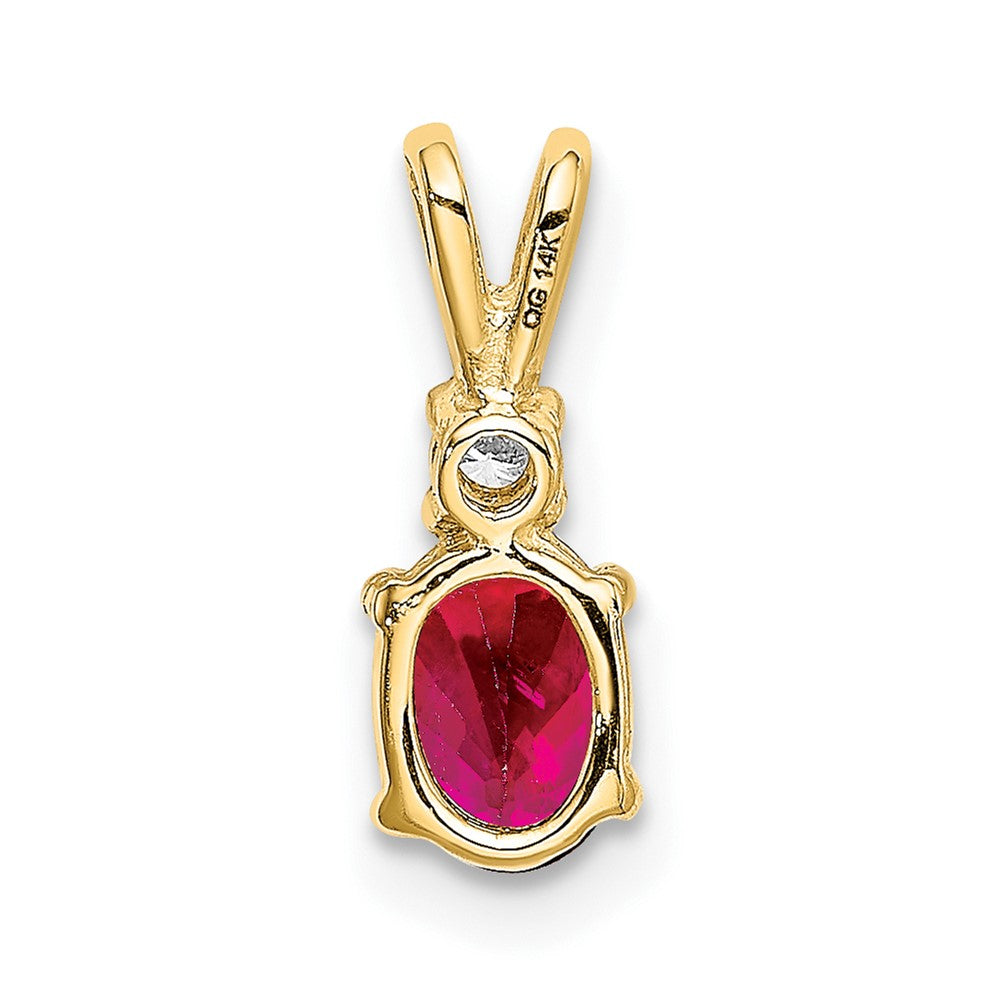 14k 6x4mm Oval Ruby and VS Diamond Pendant
