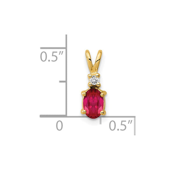 14k 6x4mm Oval Ruby and VS Diamond Pendant