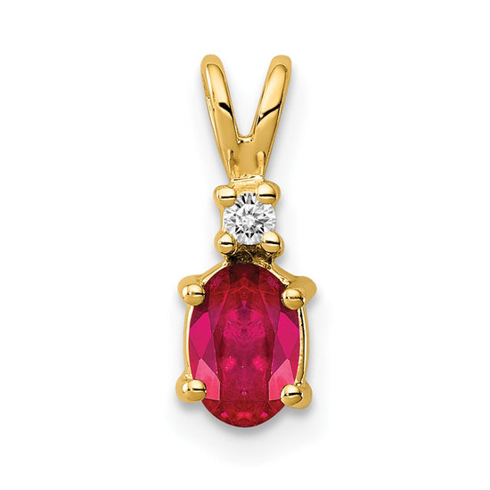 14k 6x4mm Oval Ruby and VS Diamond Pendant