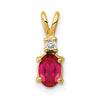 14k 6x4mm Oval Ruby and VS Diamond Pendant