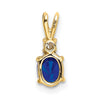 14k 6x4mm Oval Sapphire and A Diamond Pendant
