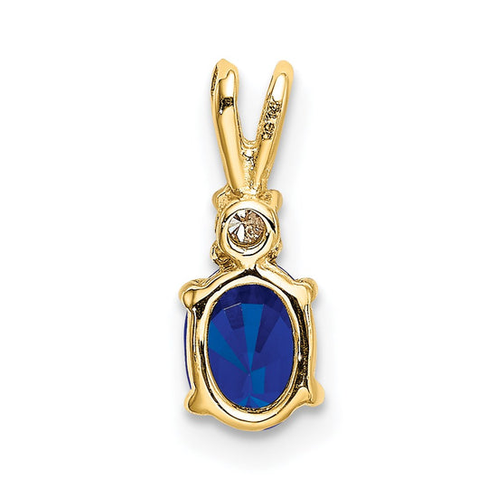 14k 6x4mm Oval Sapphire and VS Diamond Pendant