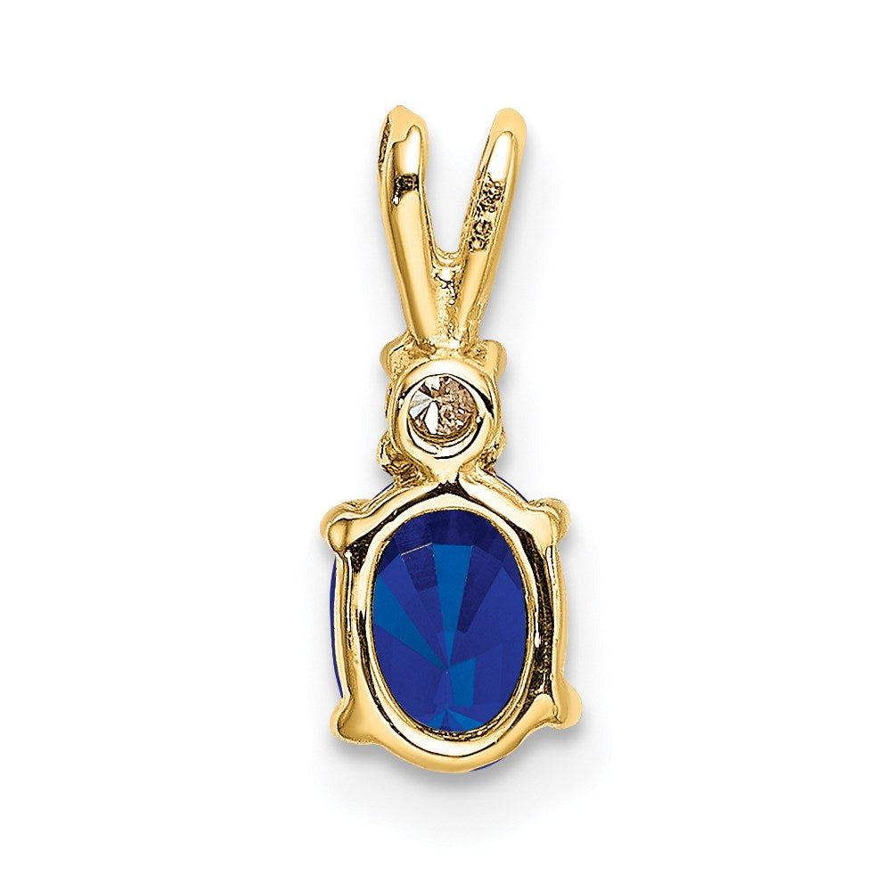 14k 6x4mm Oval Sapphire and VS Diamond Pendant
