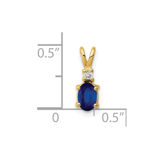 14k 6x4mm Oval Sapphire and A Diamond Pendant