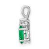 14k White Gold 6x4mm Oval Emerald and A Diamond Pendant