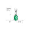 14k White Gold 6x4mm Oval Emerald and A Diamond Pendant