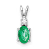 14k White Gold 6x4mm Oval Emerald and A Diamond Pendant