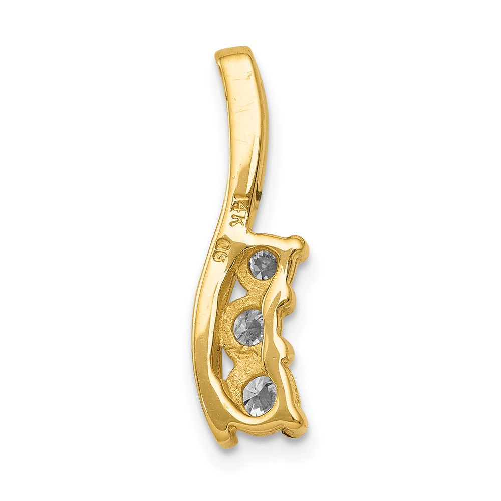 14k Complete 3/8 carat Three-Stone AA Diamond Curved Bar Chain Slide