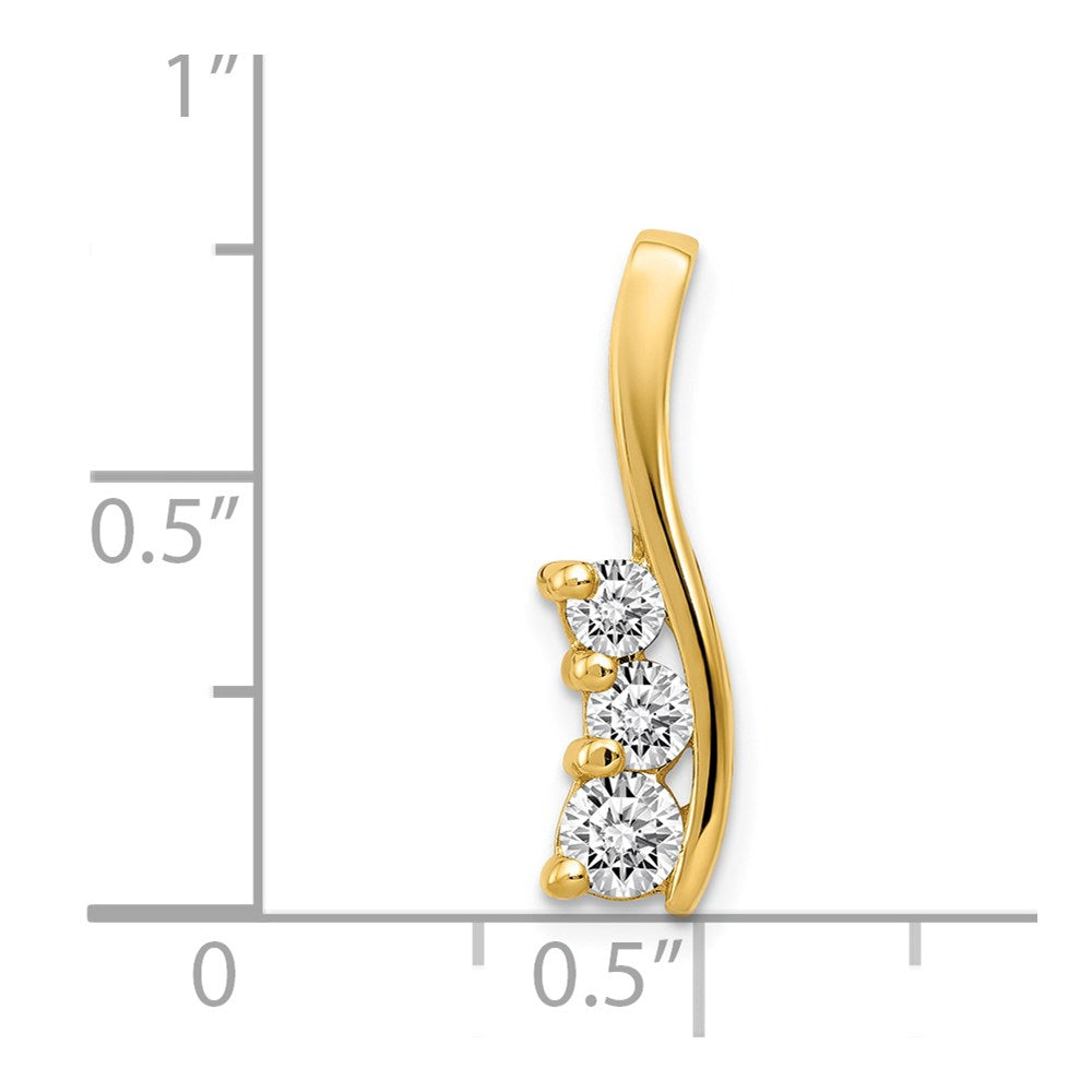 14k Complete 3/8 carat Three-Stone VS Diamond Curved Bar Chain Slide