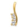 14k Complete 3/8 carat Three-Stone AA Diamond Curved Bar Chain Slide