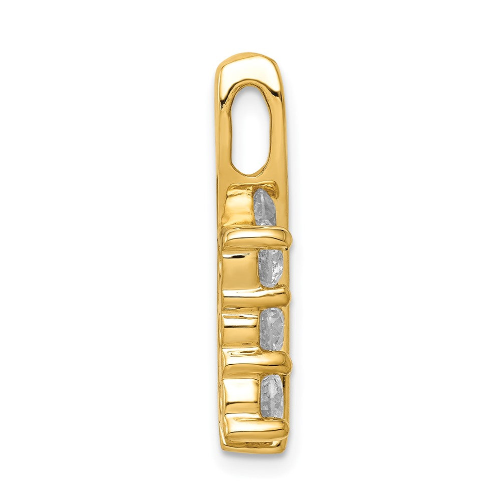 14k Complete 7/8 carat Three-Stone A Diamond Curved Bar Chain Slide