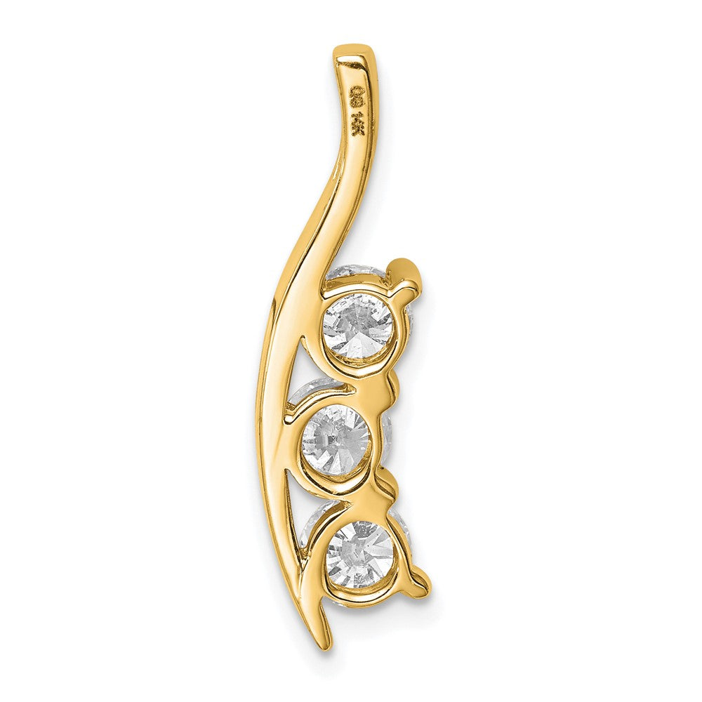 14k Complete 1.5 carat Three-Stone AAA Diamond Curved Bar Chain Slide