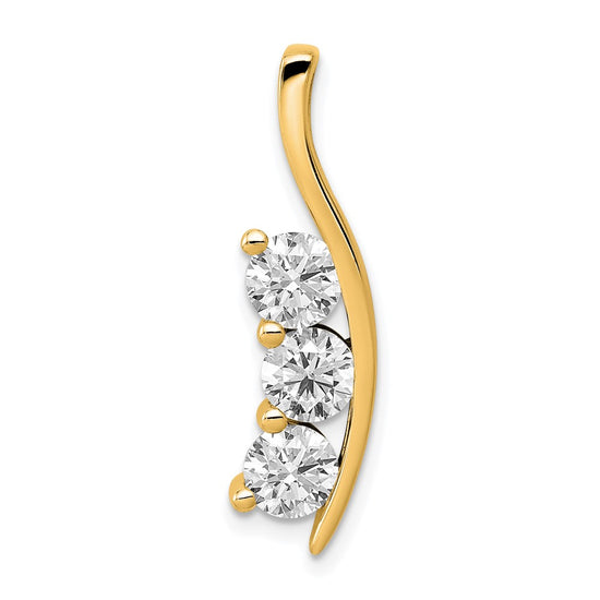 14k Complete 1.5 carat Three-Stone AAA Diamond Curved Bar Chain Slide