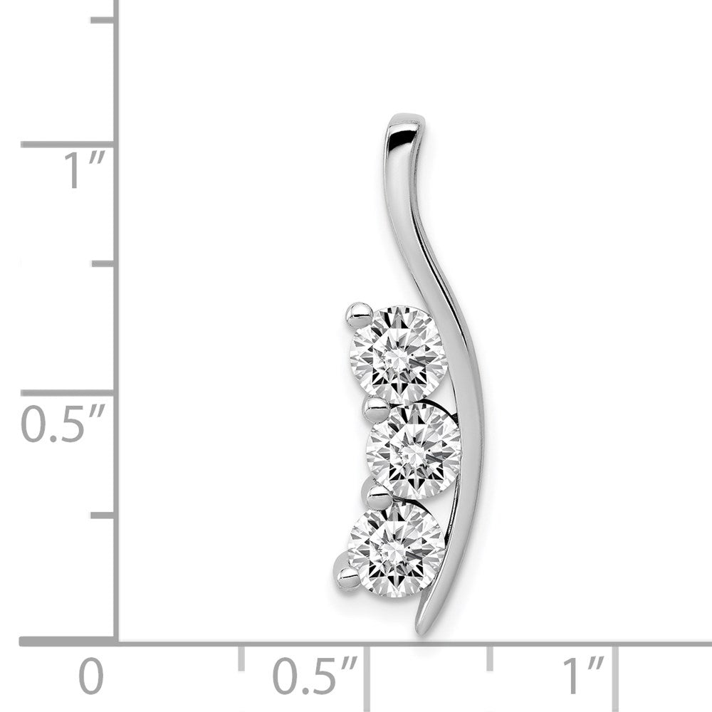 14k White Gold Complete 1.5 carat Three-Stone VS Diamond Curved Bar Chain Slide