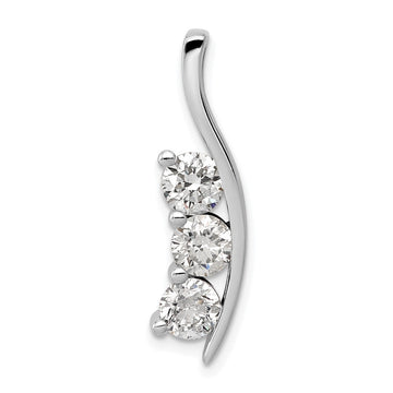 14k White Gold Complete 1.5 carat Three-Stone VS Diamond Curved Bar Chain Slide