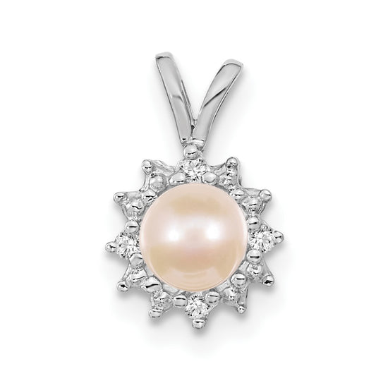 Gold Polished Diamond and Pearl Pendants