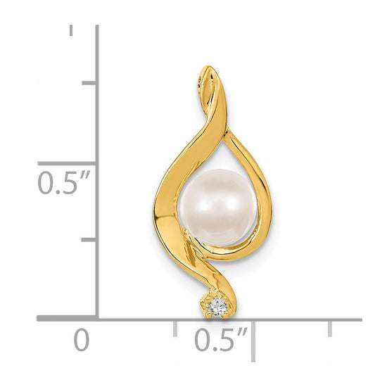 Gold Polished Diamond and Pearl Pendants