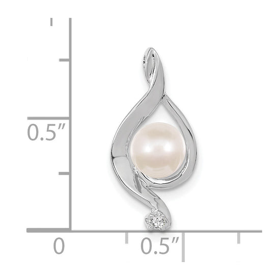 Gold Polished Diamond and Pearl Pendants