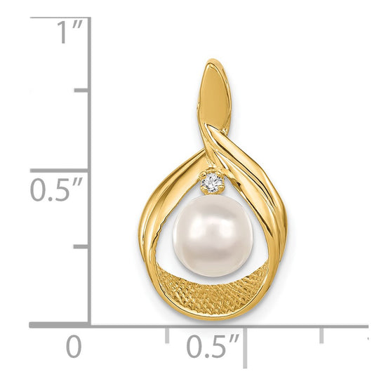 Gold Polished Diamond and Pearl Pendants