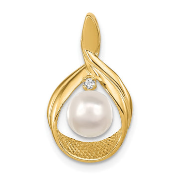 Gold Polished Diamond and Pearl Pendants