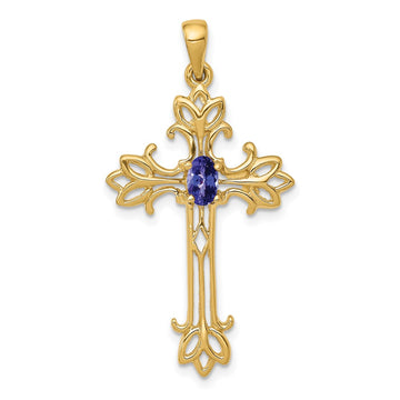 Oval Gemstone Cross Pendants